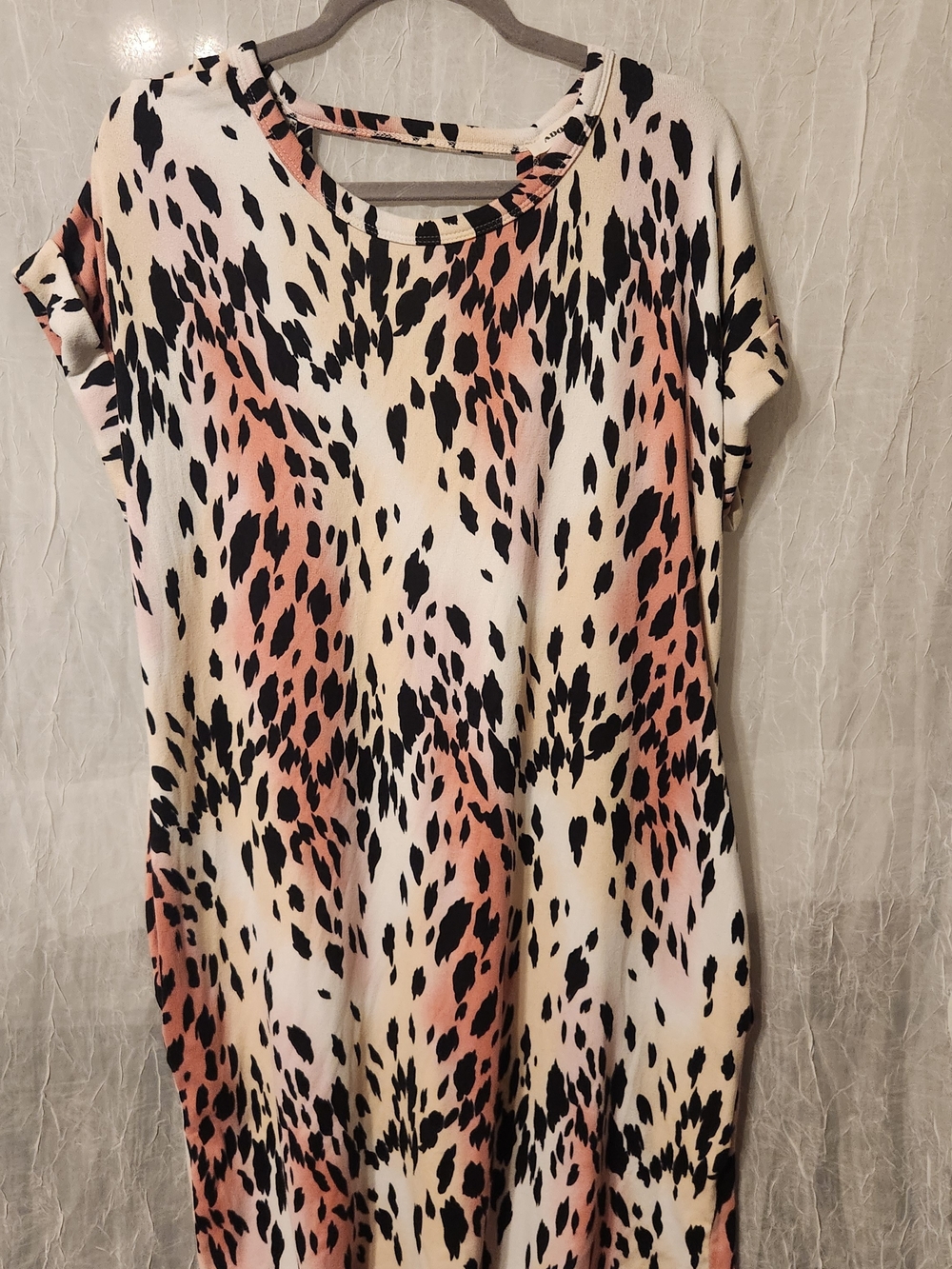 ADORA Cream, Blush and Black Animal Print Midi Dress